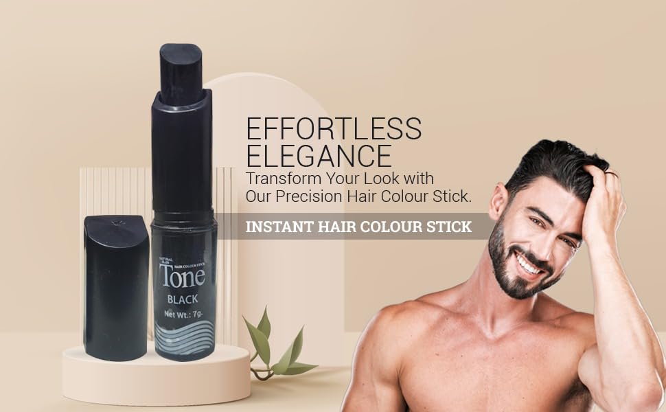 Jas Raney Tru Tone Semi-Permanent Hair Dye Stick - 7g Black | Vegan & Cruelty-Free Hair Color for Touch-Ups, Roots & Highlights | Perfect for Home Use, Travel & On-The-Go Styling