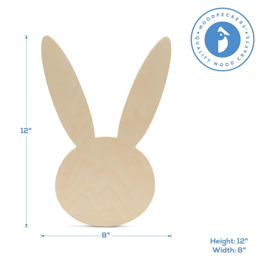 Unfinished Wooden Bunny Face Cutout - 12
