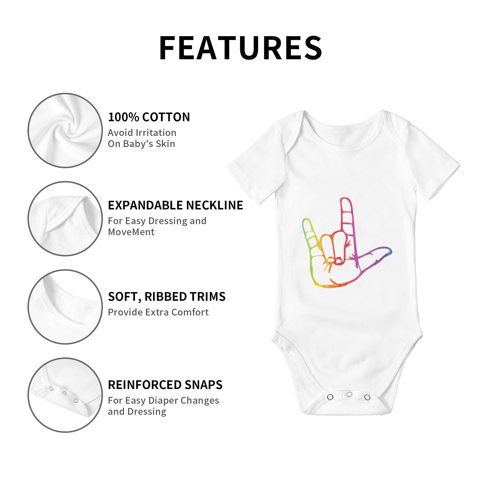 ASL I Love You Sign Language Baby Romper - Newborn Girl & Boy Bodysuit Jumpsuit - Cute Infant Clothes for Photos, Gifts & Everyday Wear