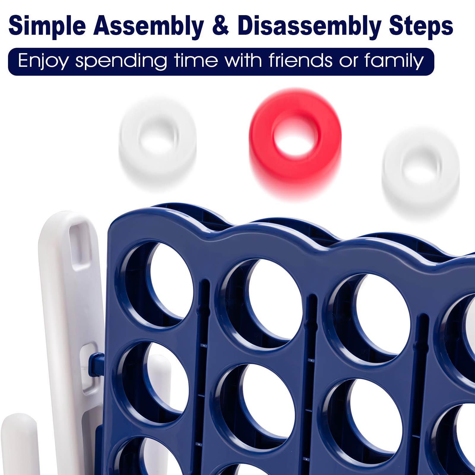 ARLIME Jumbo 4-to-Score Giant Connect 4 Game Set for Kids & Adults - Outdoor/Indoor Backyard Games with Quick-Release Lever & 42 Built-in Rings - Perfect for Family Gatherings, Picnics, and Backyard Parties