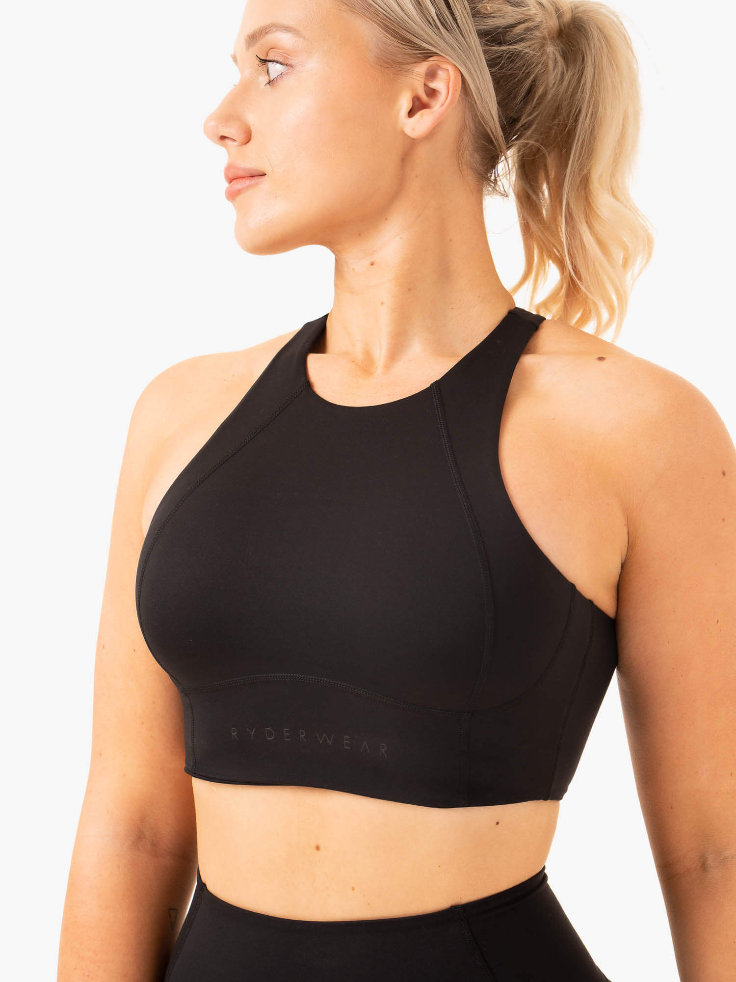 NKD Frame Long Line Sports Bra for Women - High Support Workout Bra, Seamless & Breathable - Perfect for Yoga, Running & Gym - Black