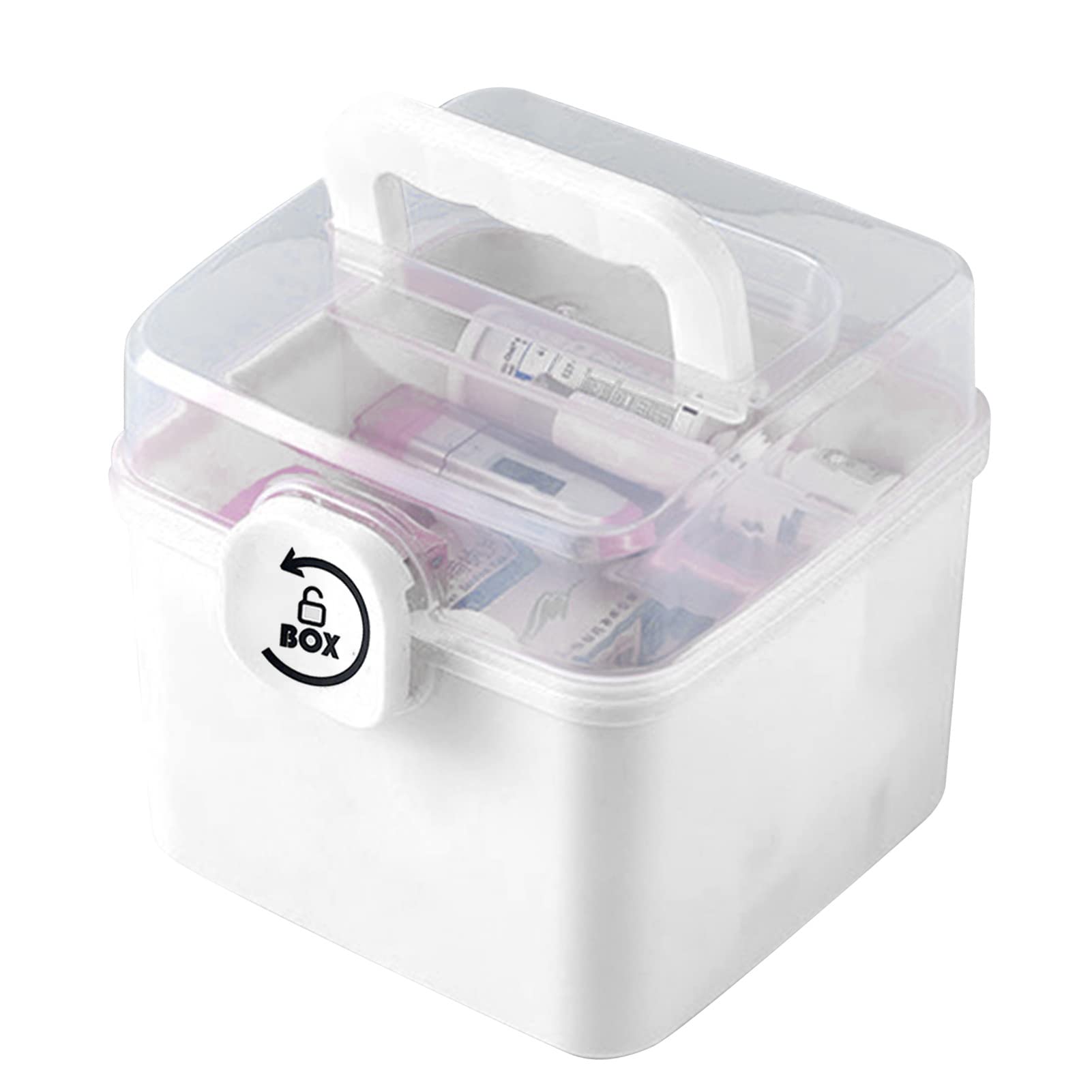Stronrive Portable Medicine Box - Compact First Aid Kit for Home, Travel & Emergency - White Small Size - Perfect for Family Storage, Camping & Outdoor Activities