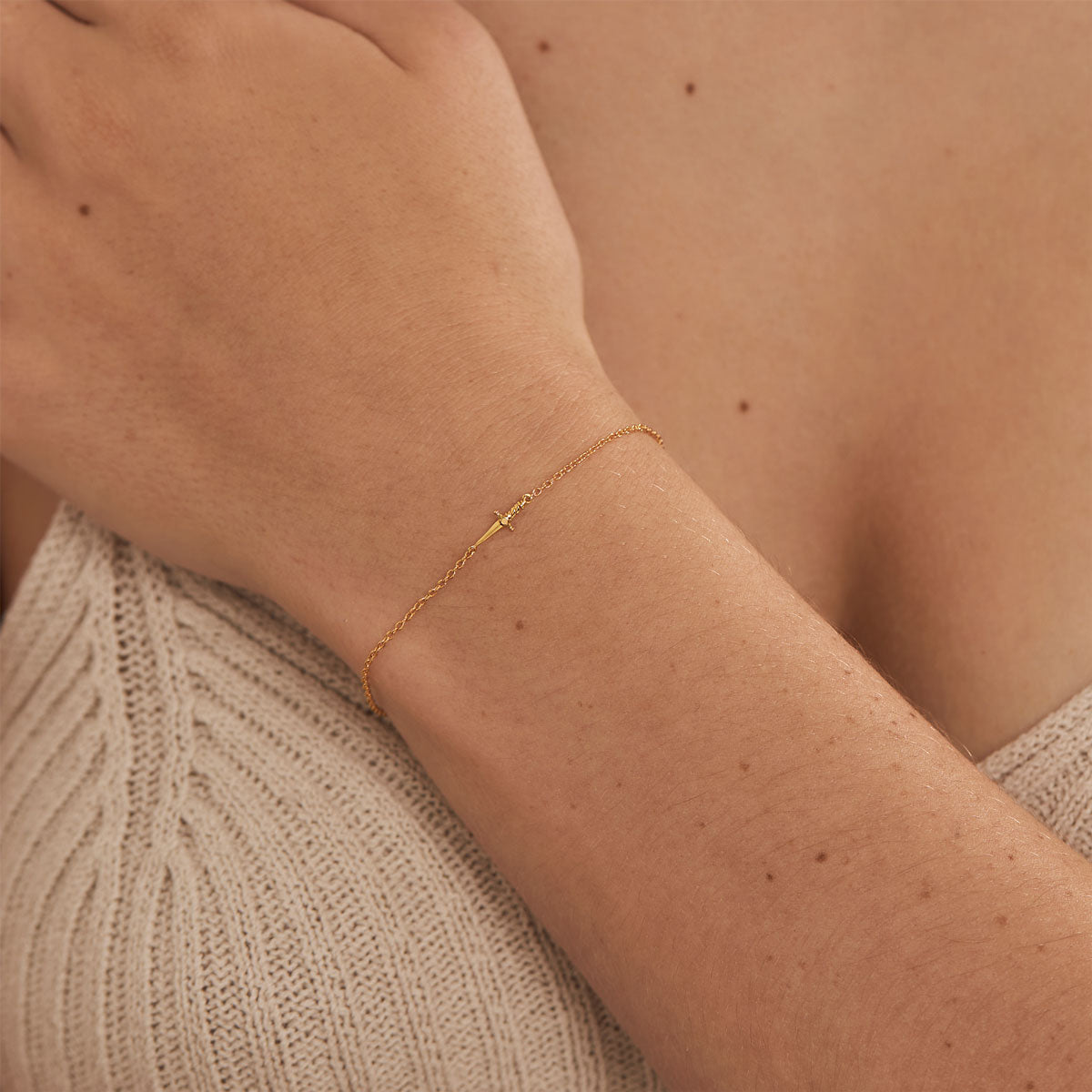 Cosmic Dagger Bracelet - 14K Gold Plated Stainless Steel Gothic Jewelry for Women | Perfect for Halloween, Cosplay & Punk Fashion Accessories