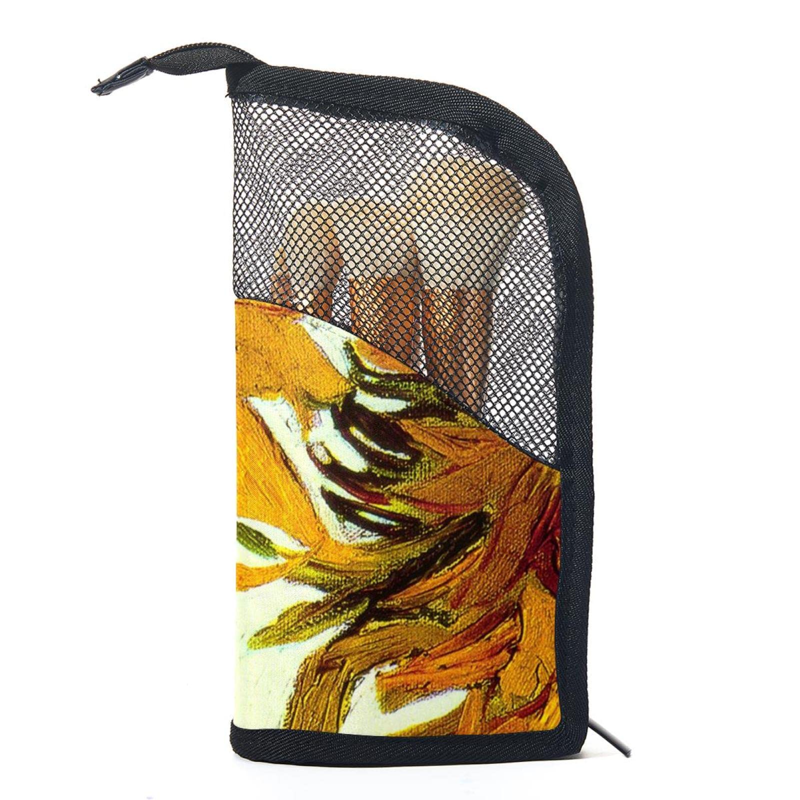 12-Piece Makeup Brush Organizer Bag with Yellow Watercolor Sunflowers Design - Portable Cosmetic Brush Holder Case for Travel & Home Vanity Storage
