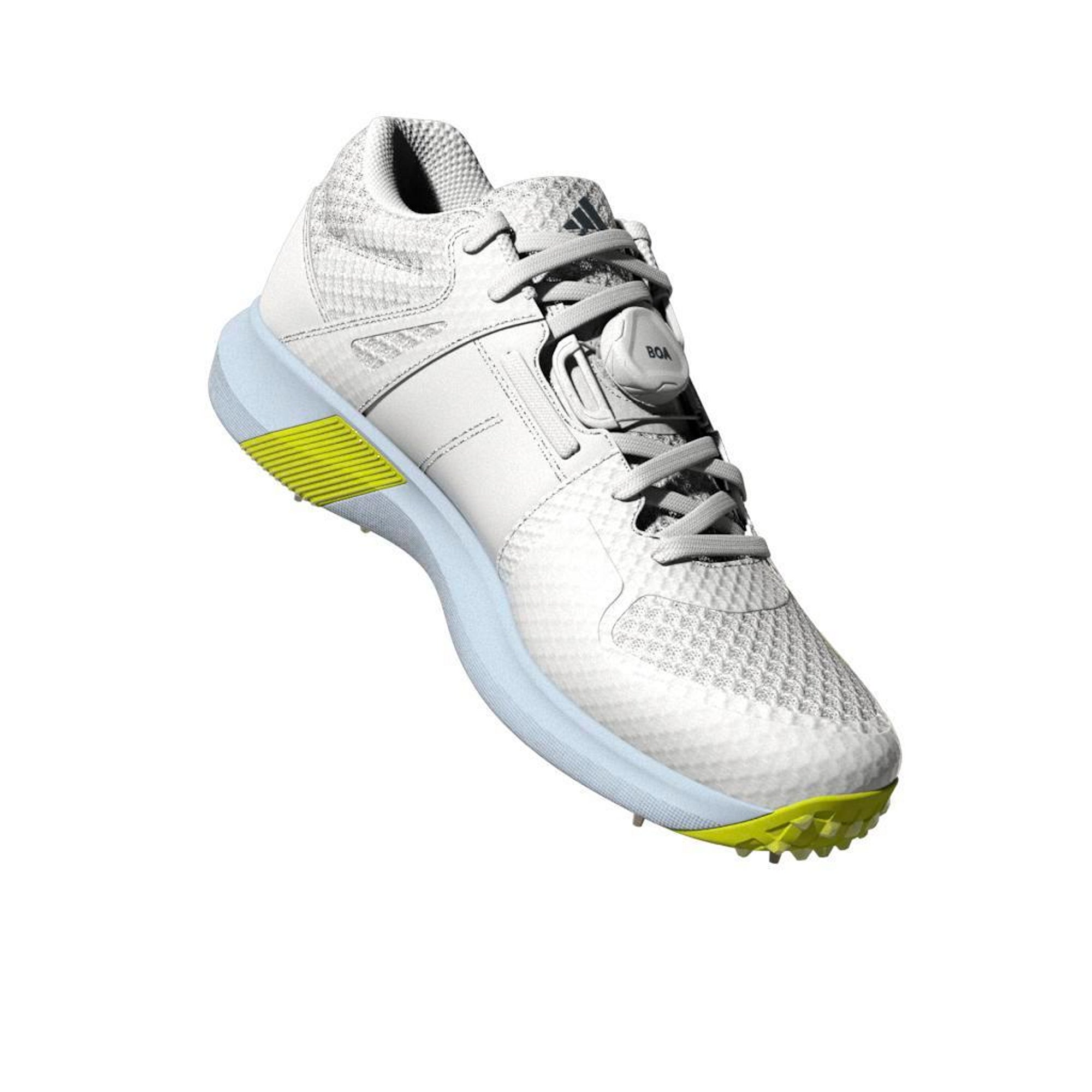 Adidas Adipower Vector MID Cricket Shoes - White & Yellow for Men | Lightweight & Durable for Professional Matches & Training