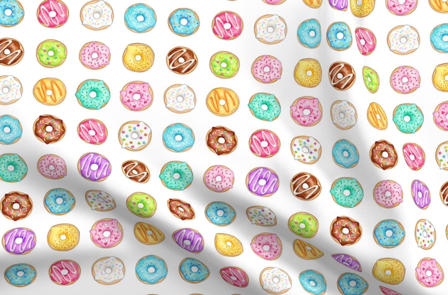 Donut Print Cotton Fabric by Spoonflower - Baking & Food Themed Petal Signature Cotton Fat Quarter for Sewing, Quilting, Apparel & DIY Crafts - Perfect for Kitchen Decor, Aprons & Table Runners