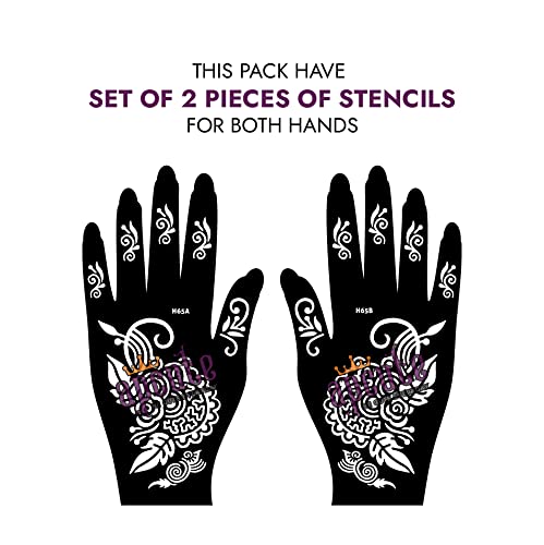 Apcute 2-Piece Henna Tattoo Stencil Kit for Women, Girls & Kids - Easy 4-Step Mehandi Design (APCUTE-H65) | Perfect for Parties, Weddings & Festive Celebrations