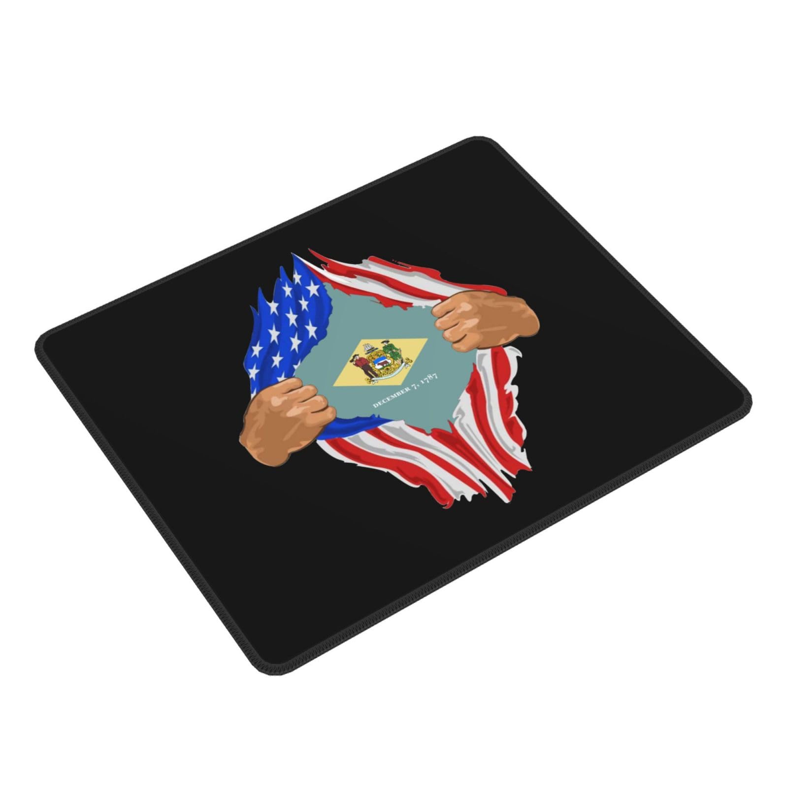 Delaware State Flag Hand-Tear Mouse Pad 10x12 Inch - Non-Slip Rubber Base Computer Mouse Mat for Office, Laptop & Gaming Desk Setup