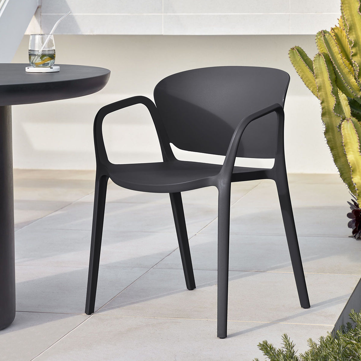 Ania Outdoor Dining Chair - Weather-Resistant Patio Chairs for Backyard, Garden, Poolside & Restaurant Use - Comfortable Stackable Outdoor Seating for Parties & Entertaining
