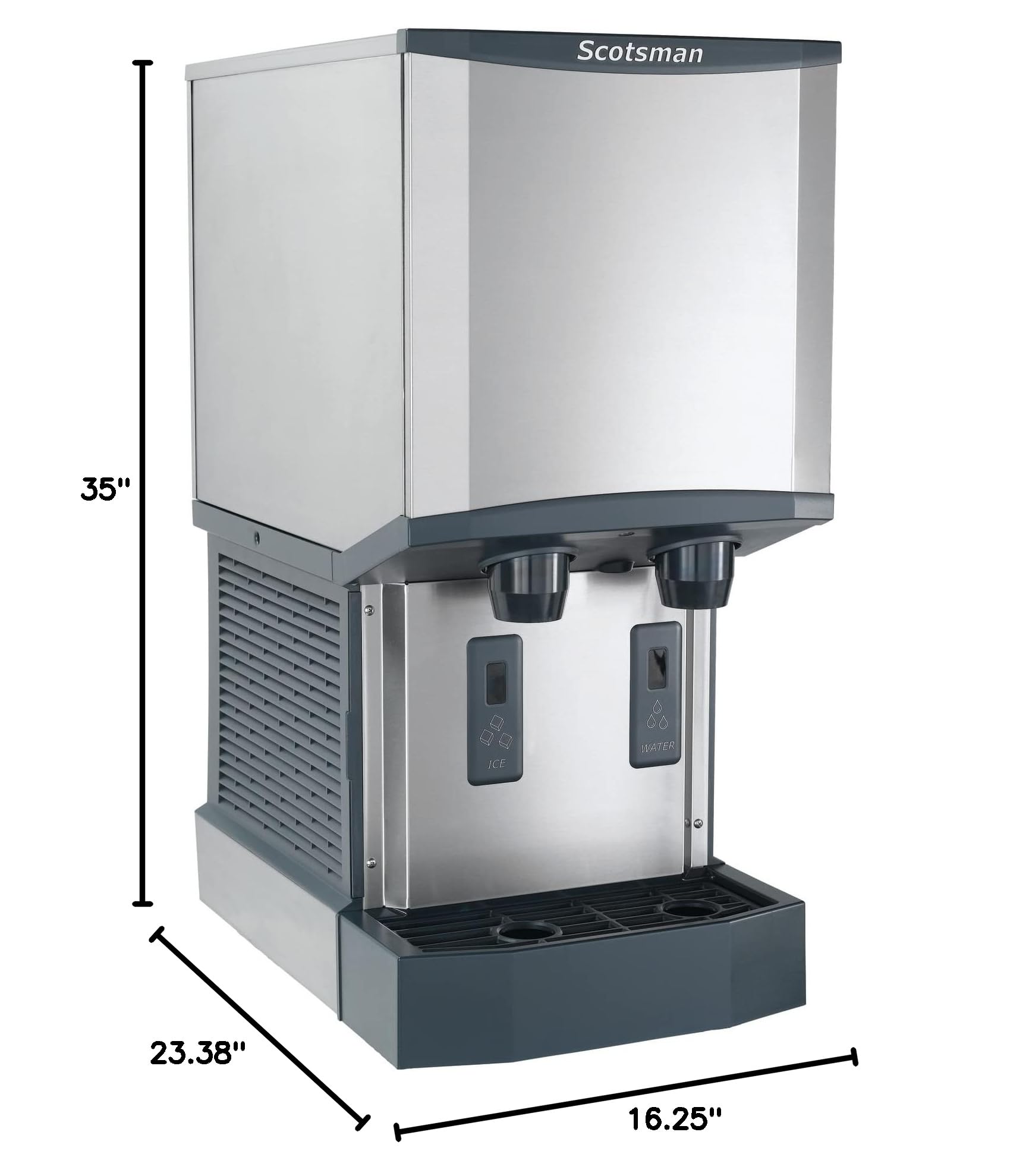 Scotsman HID312A-1 Commercial Nugget Ice Maker - 260 lbs/Day Capacity with Ice & Water Dispenser and Storage Bin - Perfect for Restaurants, Bars, and Cafes