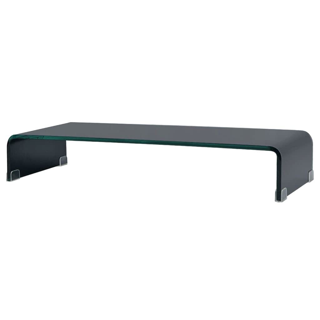 Modern TV Stand with Built-in Electric Fireplace - Glass & Black Design 27.6