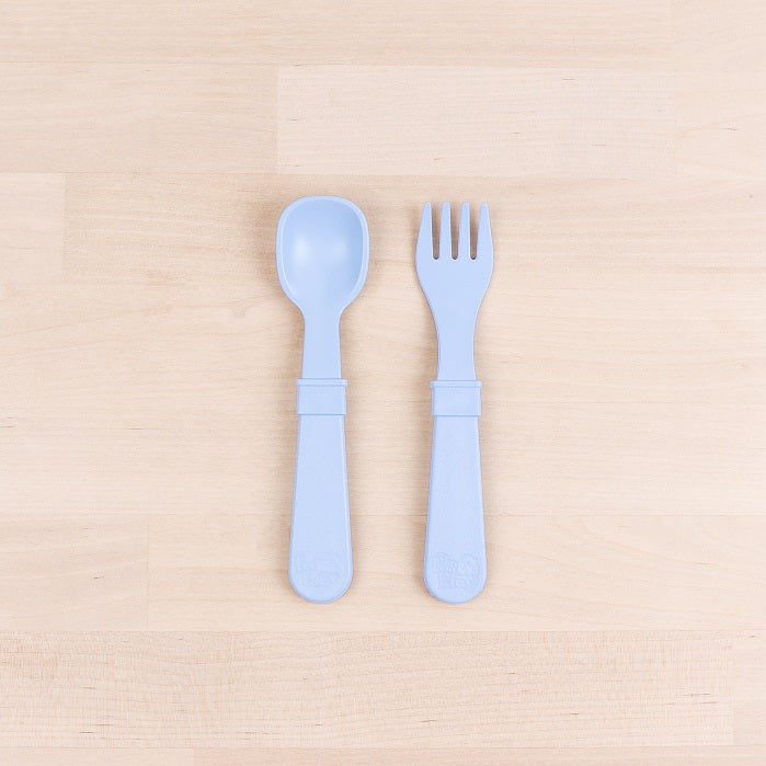 Re Play Fork & Spoon Set - BPA-Free Toddler Utensils for Kids - Durable Plastic Baby Feeding Set for Travel, Daycare & Home Use