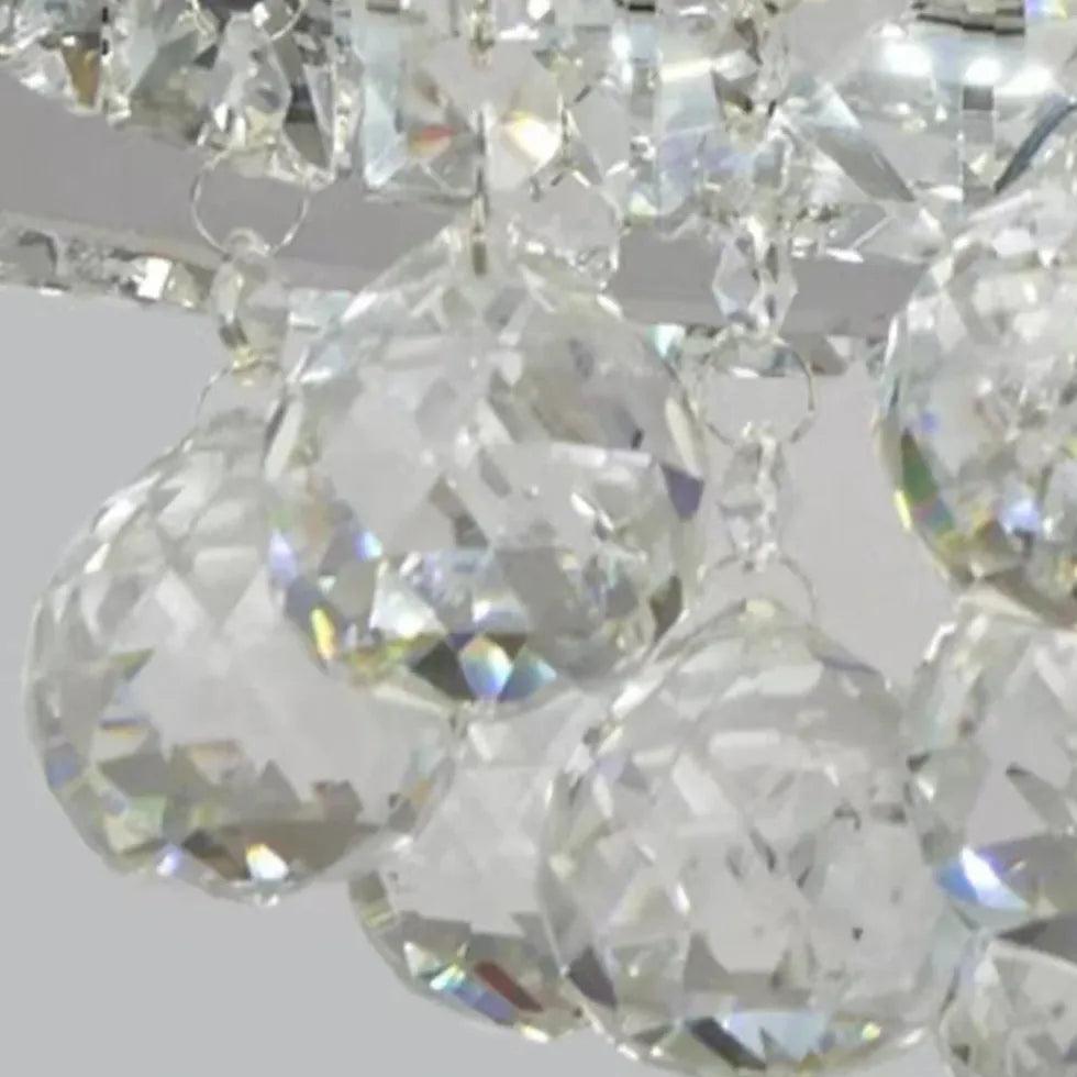 Modern Round Crystal Silver Pendant Light - Elegant Luxury Ceiling Lighting for Dining Room, Bedroom, and Living Room Decor