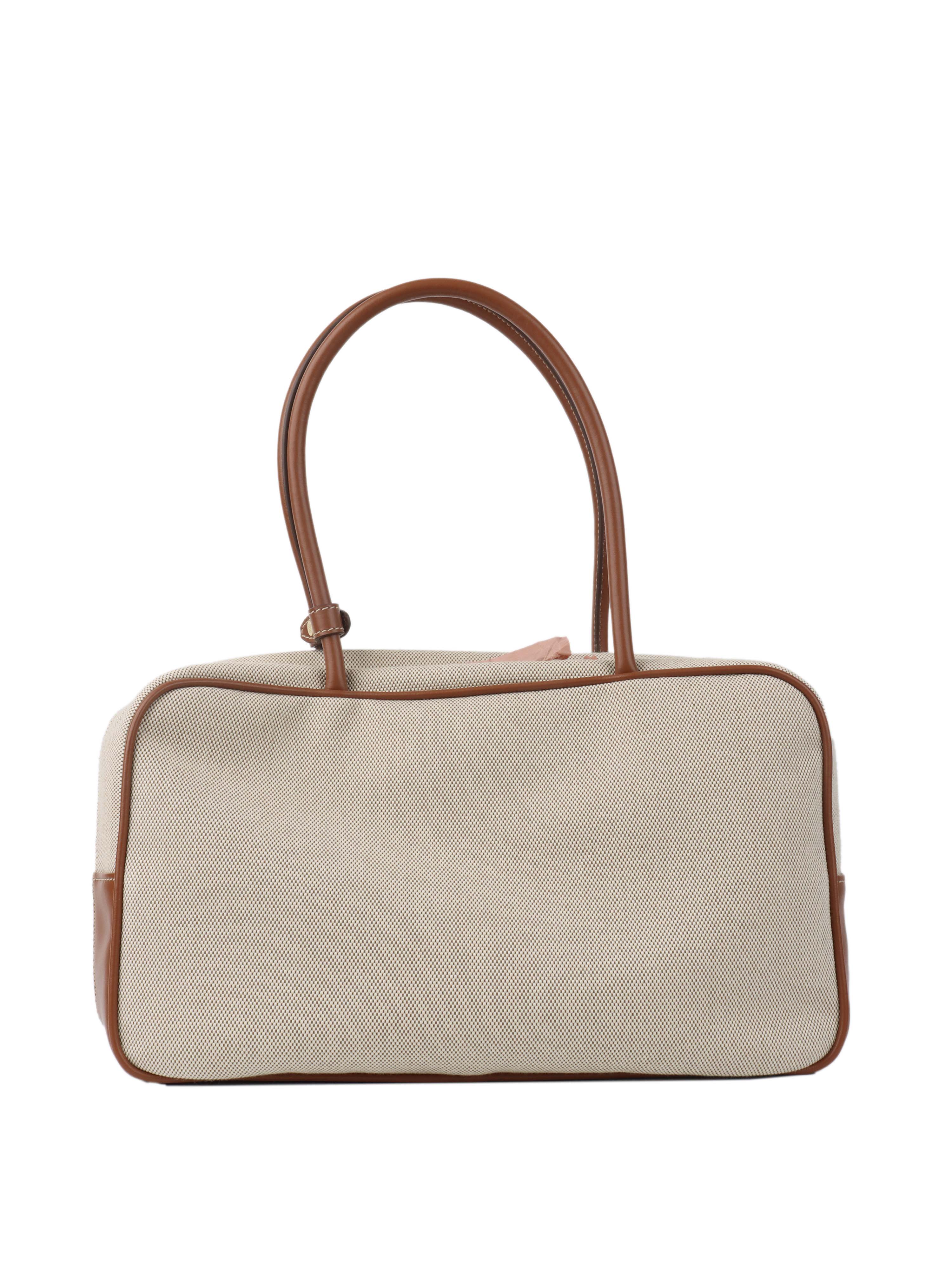 Miu Miu Beau Canvas & Leather Tote Bag for Women - Stylish Designer Handbag for Work, Travel & Everyday Use