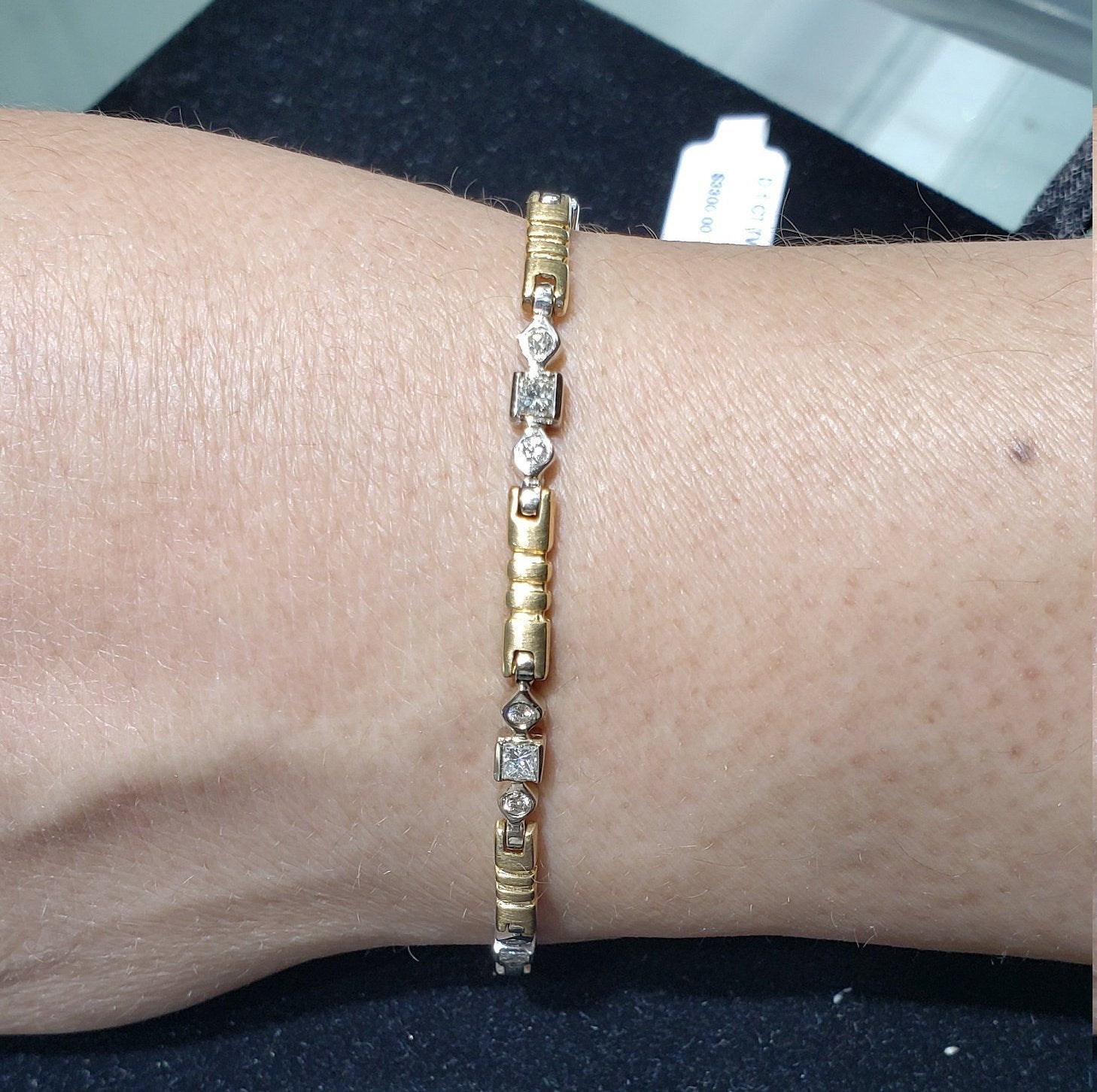 1 Carat Two-Tone Princess Cut Diamond Tennis Bracelet | Elegant Jewelry for Women | Perfect for Weddings, Anniversaries & Special Occasions