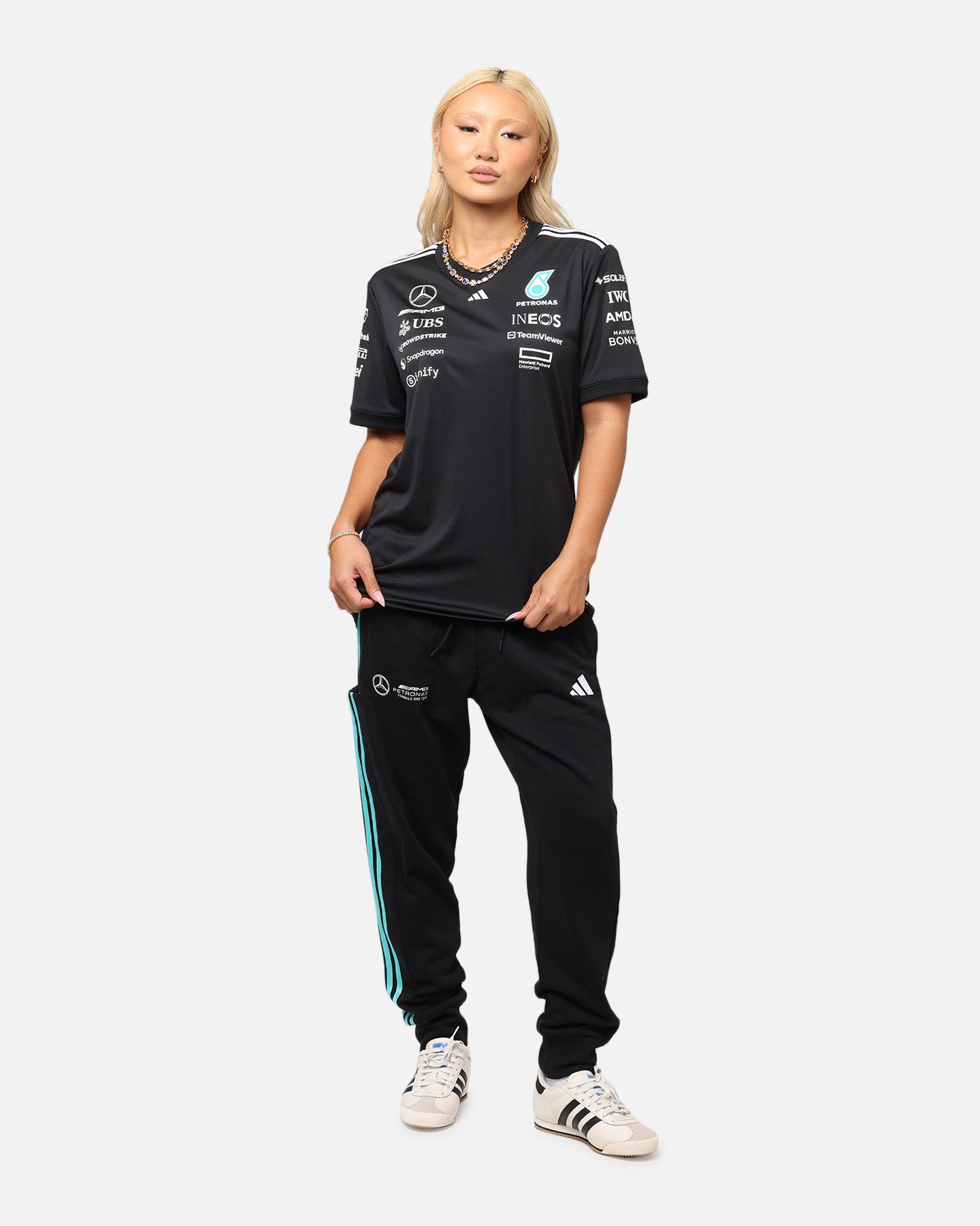 Adidas x Mercedes AMG Petronas Formula One F1 2025 Team Driver T-Shirt - Black - Official Motorsport Fan Gear for Racing Enthusiasts and F1 Supporters