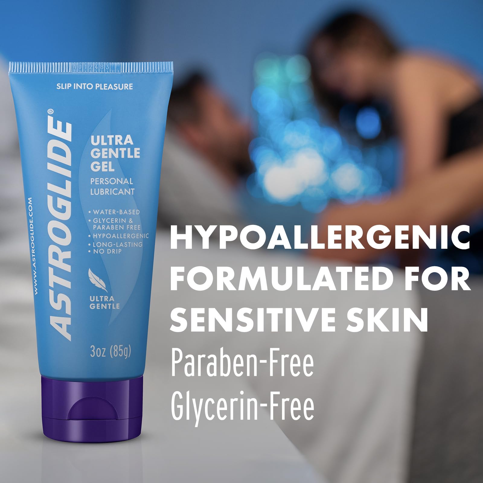 Astroglide Water-Based Personal Lubricant Gel (3oz) - Ultra Gentle, Hypoallergenic, Paraben & Glycerin Free - Long-Lasting Sex Lube for Men, Women & Couples - Safe with Toys - Perfect for Sensitive Skin & Enhanced Intimacy