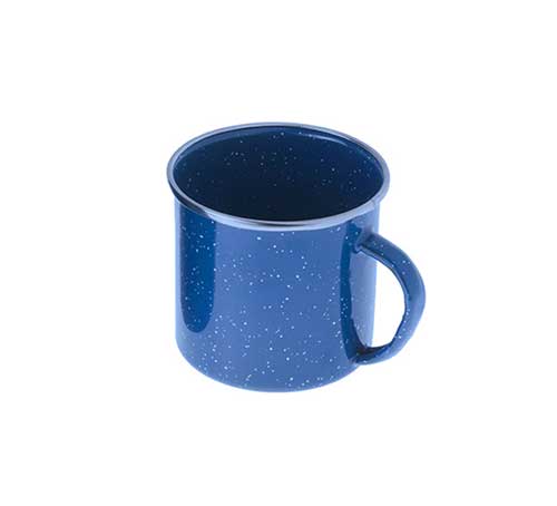 Blue Graniteware Stainless Steel Rim Coffee Mug Set - 12 oz (Set of 4) - Durable Camping & Outdoor Drinkware for Hot & Cold Beverages
