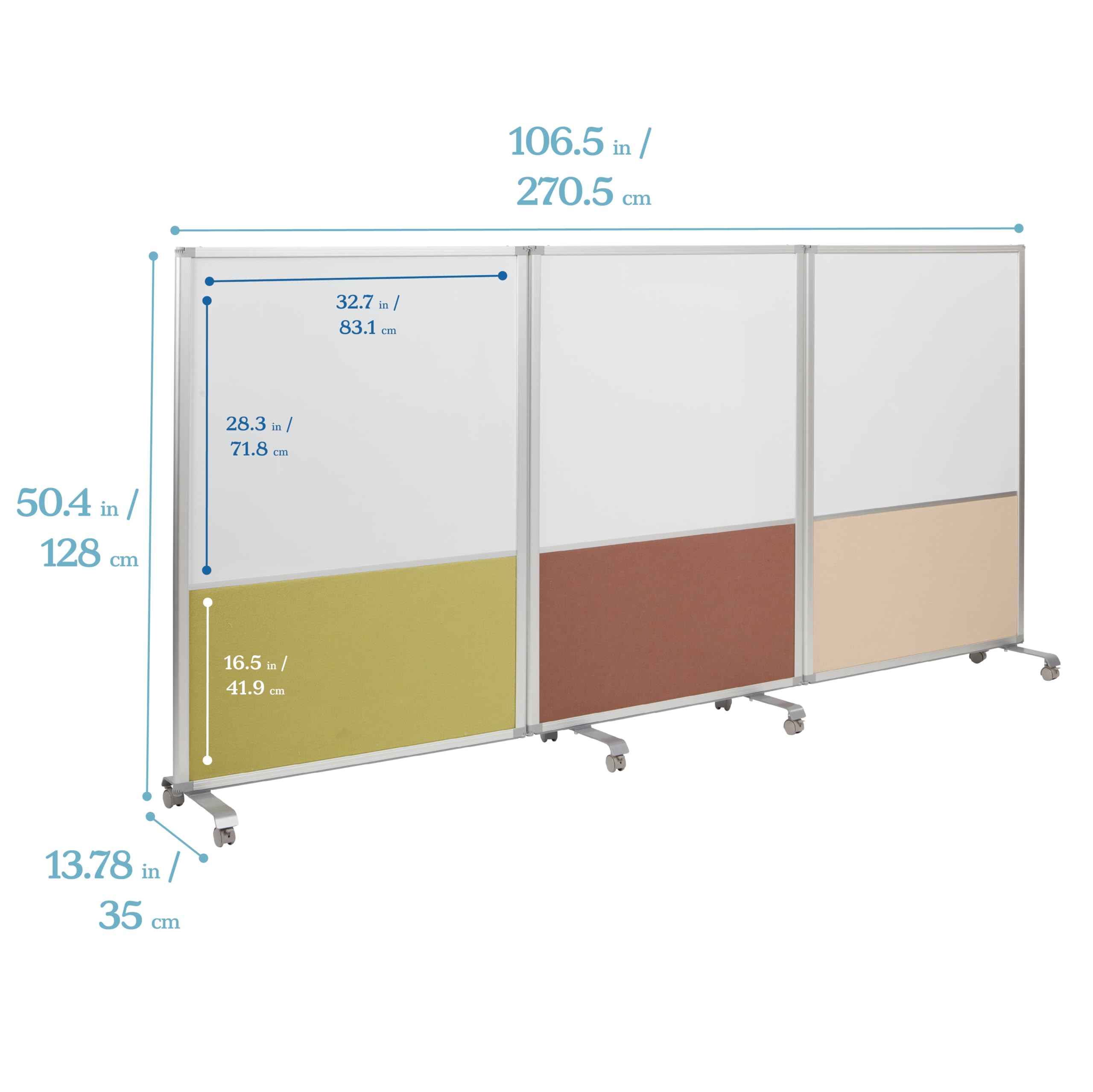 ECR4Kids 3-Panel Mobile Dry-Erase & Flannel Room Divider for Classrooms - School Supplies in Earth Tones - Perfect for Classroom Organization, Study Areas & Playroom Dividers