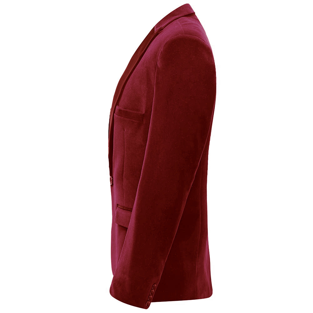 Slim Fit 2 Piece Maroon Velvet Tuxedo Suit for Men - Formal Wedding, Prom, Evening Gala & Special Occasions