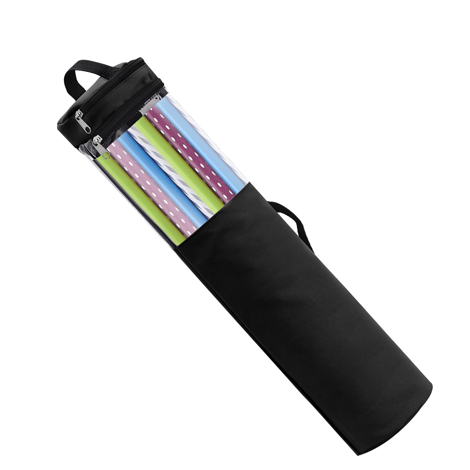 RIABXZ Wrapping Paper Storage Bag - 42x8.86 Inch Holiday Gift Wrap Organizer with Clear Window, Heavy Duty 600D Polyester for Christmas, Birthday & Party Supplies - Under Bed or Closet Storage Solution (Black) - Perfect for Home Organization & Seasonal Decor Storage
