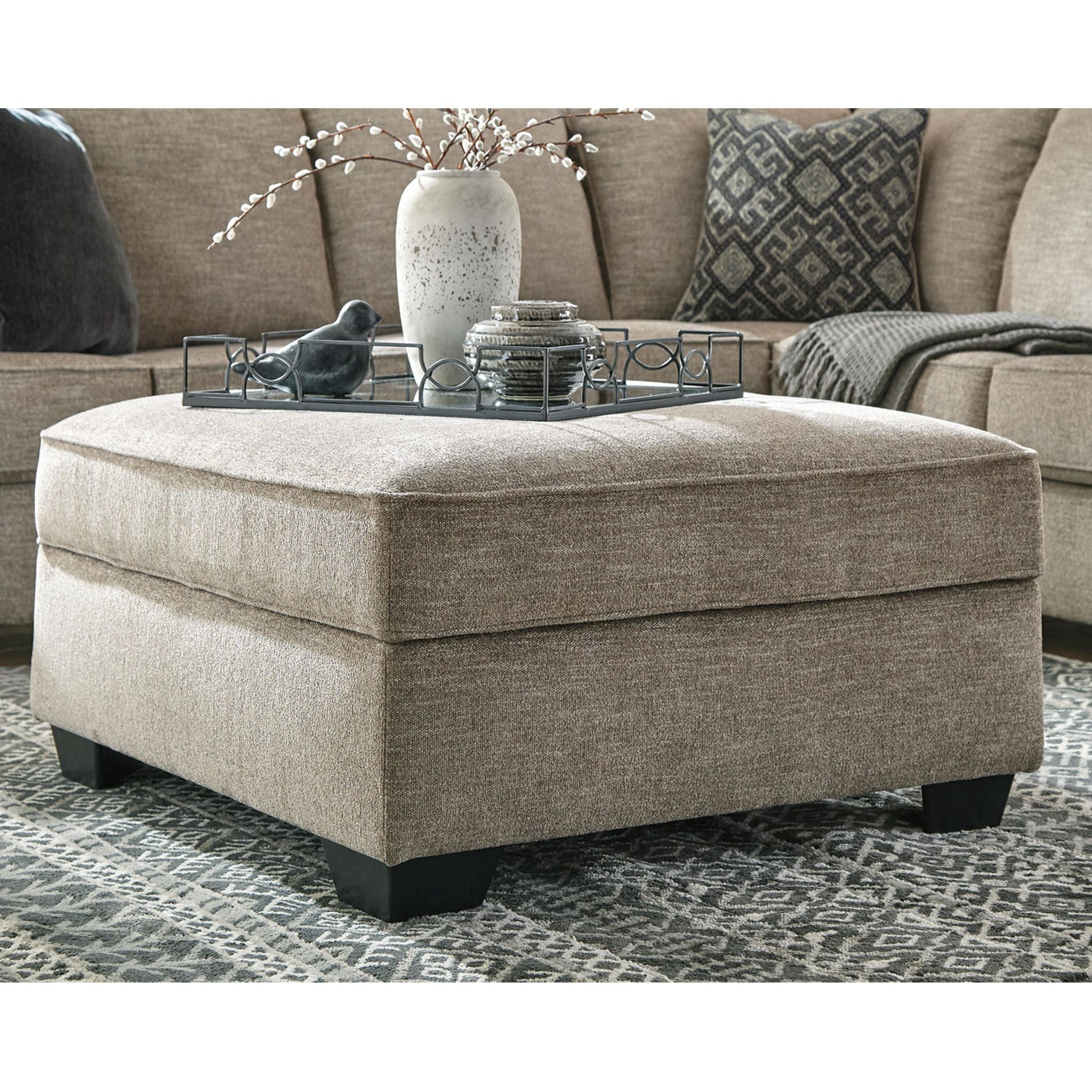 Bavarian Storage Ottoman with Lift Top - Extra Large Footrest Bench, Stone Gray Fabric - Perfect for Living Room, Bedroom & Home Decor