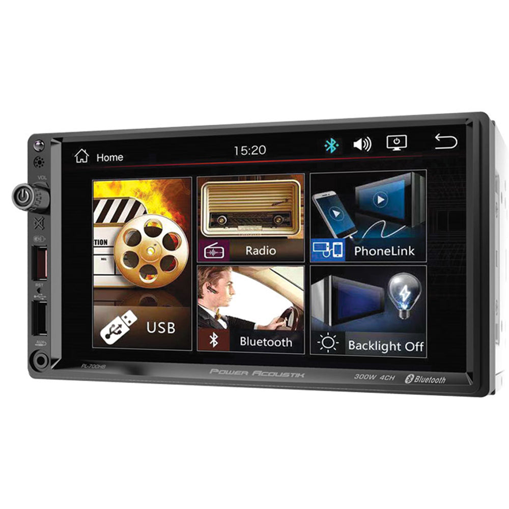 Power Acoustik PL700HB 2 DIN Digital Media Receiver with Bluetooth, USB, MP3 Playback - Car Stereo System for Seamless Music Streaming & Hands-Free Calling