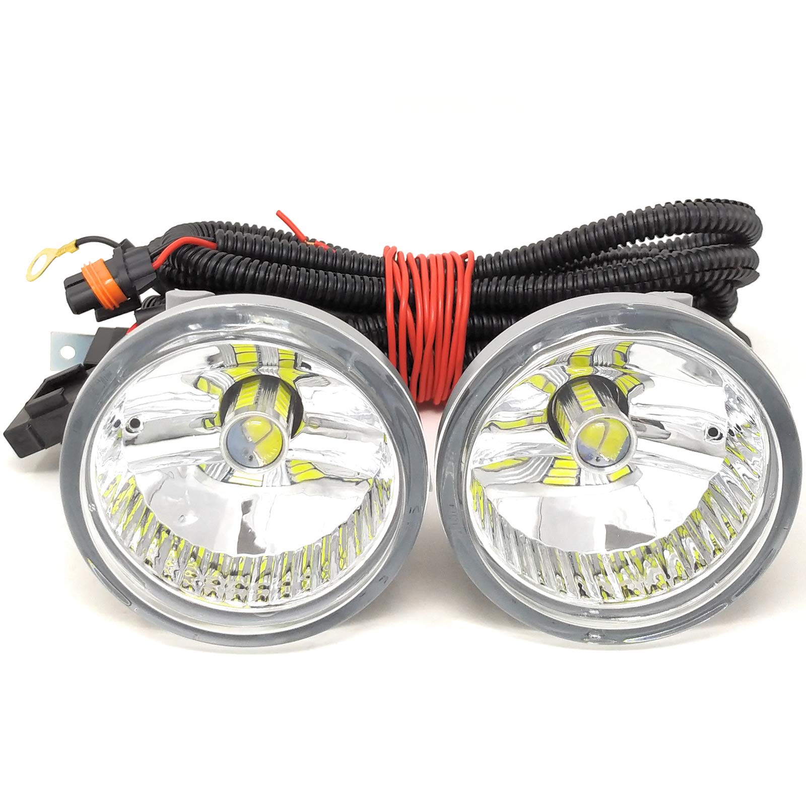 2PCS LED Fog Lights Bulbs Kit for 2004-2007 Toyota Highlander Limited XU20 - Durable Front Fog Lamp Replacement with Wiring Harness - Perfect for Night Driving & Bad Weather Conditions