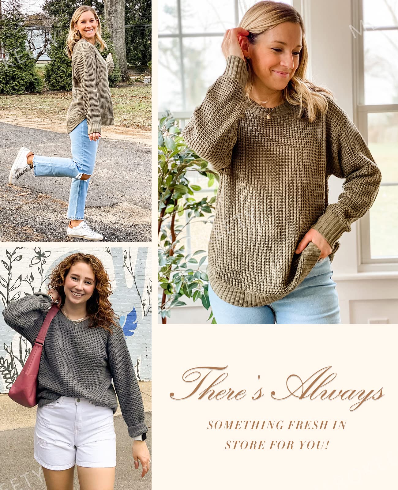 MEROKEETY Women's 2024 Fall Casual Waffle Knit Sweater - Long Balloon Sleeve Loose Pullover Jumper for Autumn Outfits | Cozy Office Wear & Weekend Outings