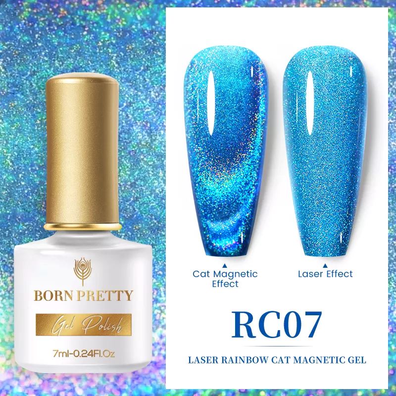 Born Pretty Reflective Cat Eye Gel Nail Polish - Long Lasting UV LED Soak Off Glitter Nail Lacquer for Salon & Home Manicures