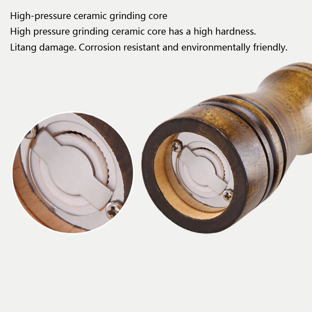 Premium 4-Piece Manual Wooden Salt and Pepper Grinder Set with Ceramic Grinding Core - Adjustable Coarseness for Freshly Ground Spices - Ideal for Kitchen, Dining Table, Picnic, BBQ & Gift Giving