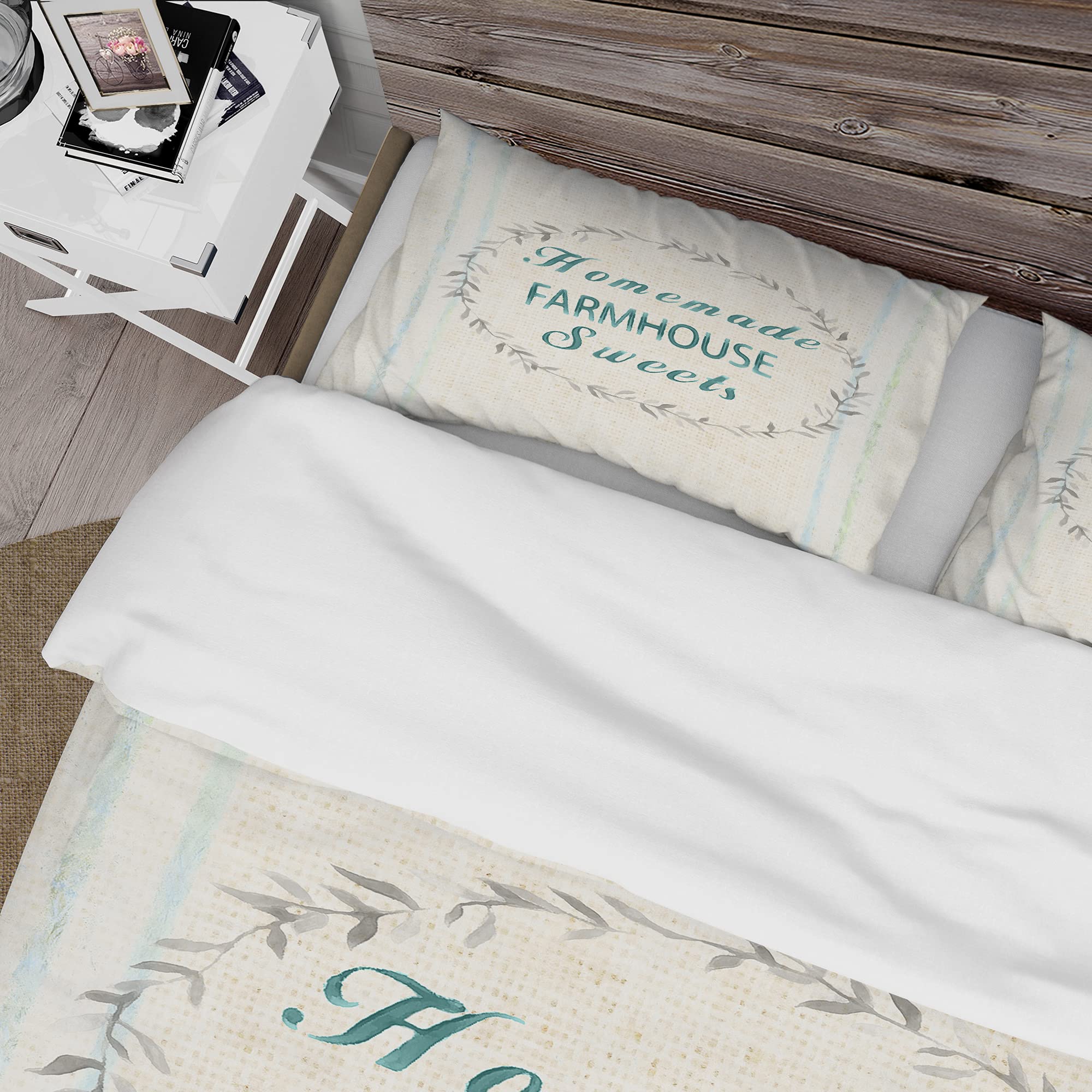 Farmhouse Floral Duvet Cover Set Twin - Blue Floral Bedding Set with Inspirational Quotes, 3-Piece All Season Comforter Cover for Cozy Farmhouse Bedroom Decor | Perfect for Guest Rooms & Vacation Homes
