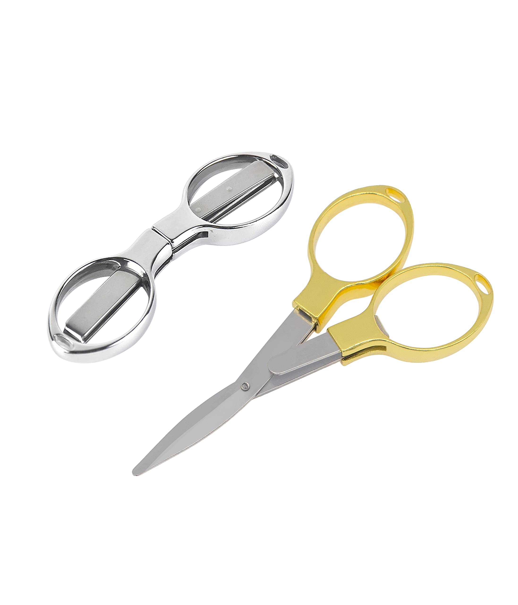 2 Pack Portable Folding Scissors - Stainless Steel Travel Sewing Scissors with Telescopic Design for Crafting, Fishing Line Cutting & Outdoor Adventures