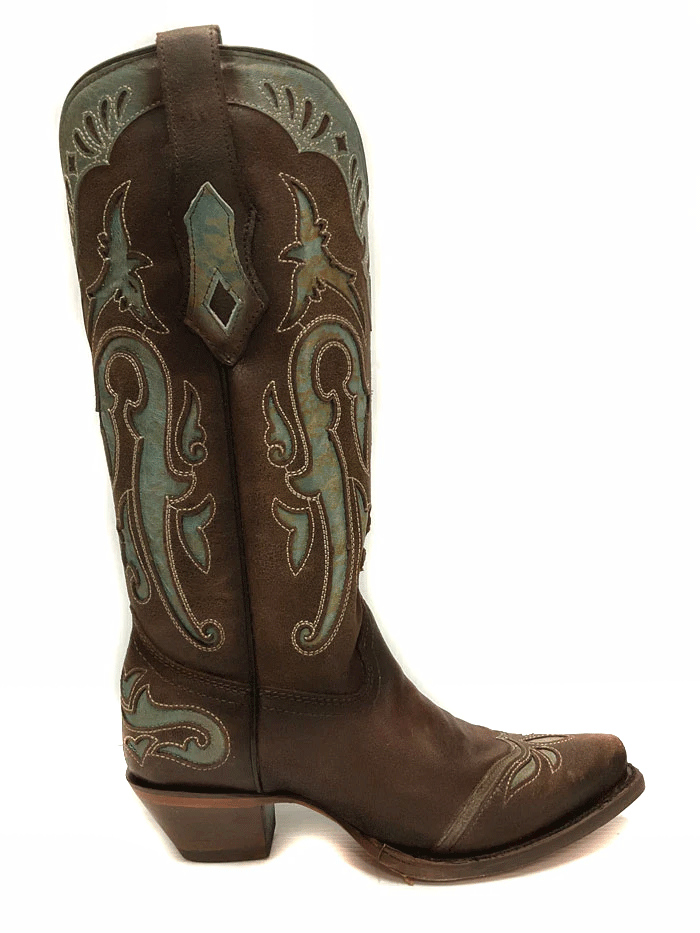 Corral C3925 Women's Western Boots - Brown Wing Tip with Inlay & Embroidery | Perfect for Country Dancing, Rodeos & Western Fashion