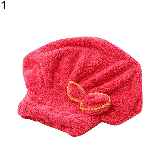 Women's Quick Dry Hair Towel Hat - Coral Fleece Bathing Cap for Shower & Swimming, Soft & Absorbent Hair Drying Towel (Watermelon Red) - Perfect for Post-Workout, Spa & Beach Days