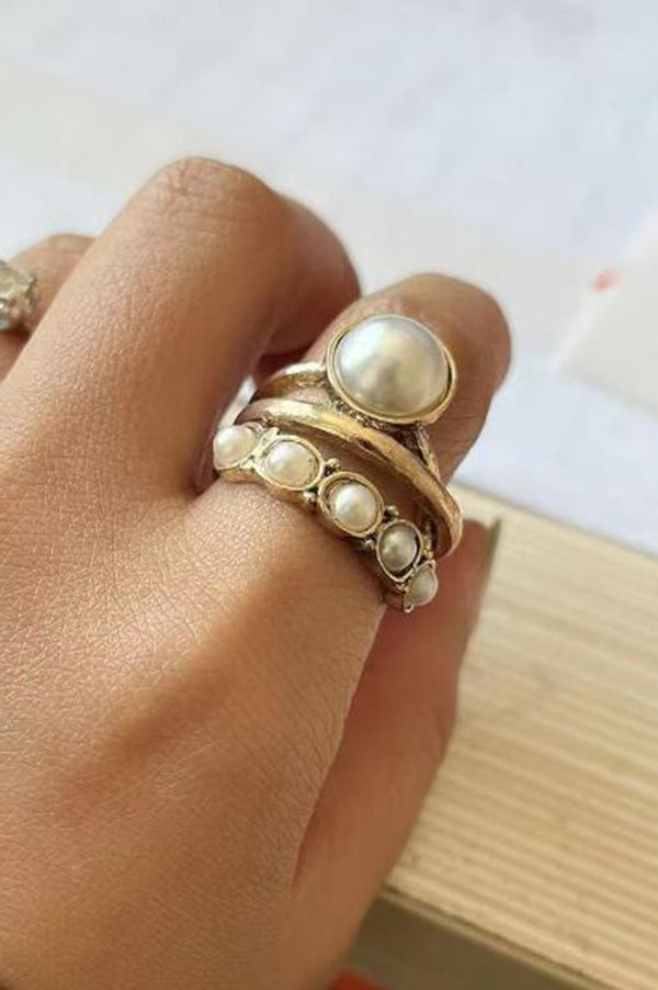 Vintage Pearl Open Ring for Women - Elegant Adjustable Pearl Jewelry for Parties, Weddings & Everyday Wear