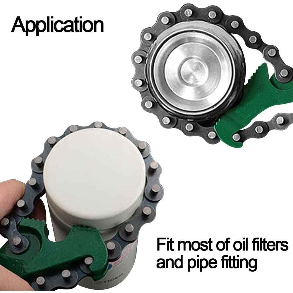 8-Inch Oil Filter Chain Wrench - Heavy Duty Pipe Fitting Tool for Automotive Maintenance, Plumbing & DIY Projects - Perfect for Mechanics & Home Repair