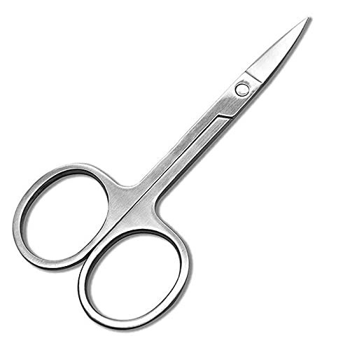 Premium Stainless Steel Manicure & Pedicure Scissors - Curved Nail, Eyebrow, Nose Hair & Eyelash Trimming Scissors - Professional Cuticle & Makeup Tools (1PC) - Perfect for Home Salon, Travel Grooming & Beauty Kits