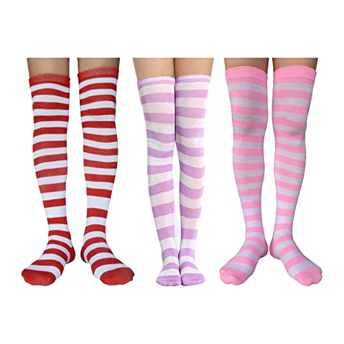 Z2 - Set of 2 - Light Purple, Pink, Red and White Striped Socks