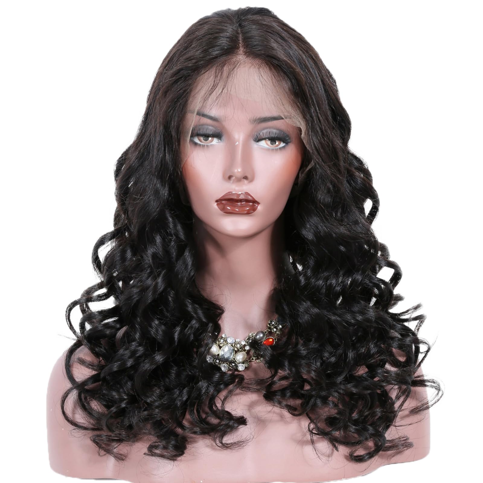 360 Lace Front Wigs Human Hair Pre Plucked Bouncy Body Wave Brazilian Virgin Hair Wig - Glueless 16 Inch Loose Body Wave 360 Lace Wigs for Black Women (Natural Color) - Perfect for Daily Wear, Parties & Special Occasions
