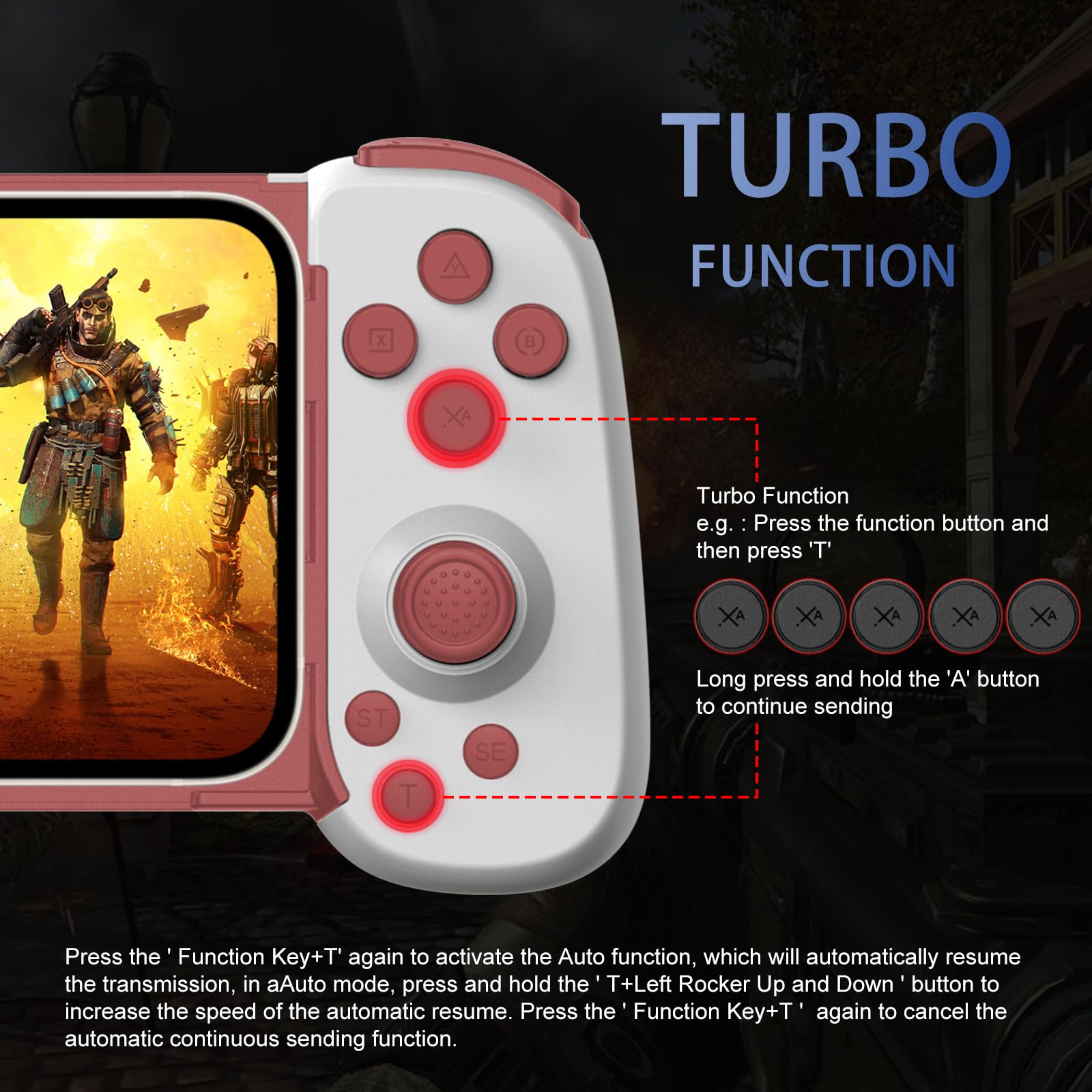 Wireless Bluetooth Game Controller for iPhone 15/Android/PC/iPad/Tablet/Switch/PS4 - MFi Certified, 6-Axis Gyro, Dual Vibration Motors, Turbo Function - Compatible with PS5/Xbox/Cloud Gaming - Perfect for Mobile Gaming, Console Streaming & Arcade Games