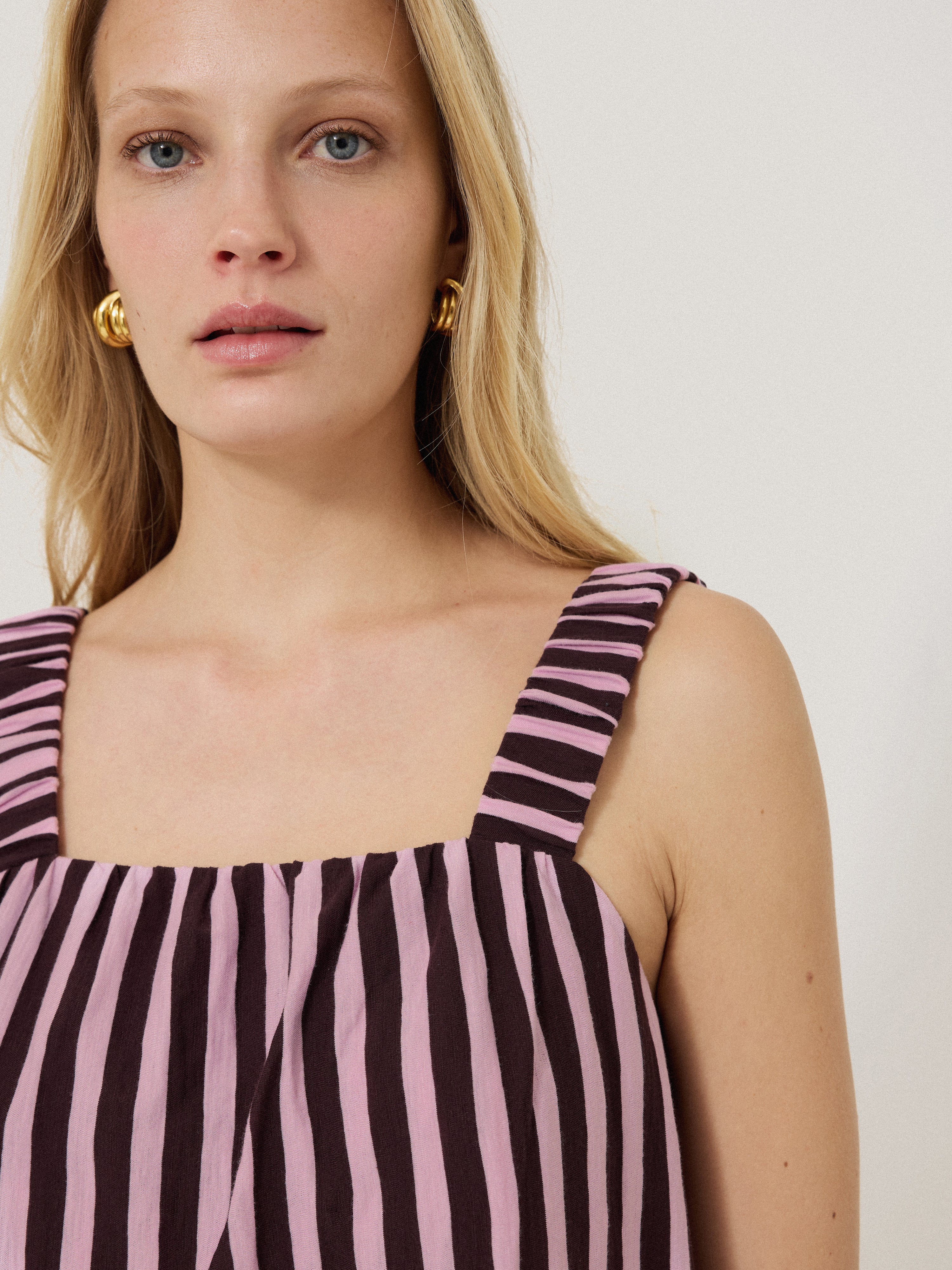 Stylish Cotton Slub Stripe Cami Top in Oxblood Red - Perfect for Casual Outings, Layering & Summer Wardrobe