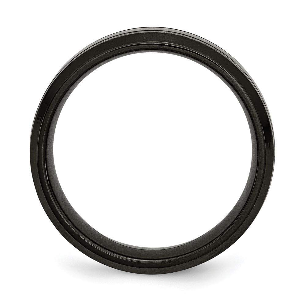 7mm Titanium Black Ion Plated Grooved Wedding Band Ring for Women - Elegant Bridal & Engagement Jewelry, Perfect Gift for Her - Ideal for Proposals, Anniversaries & Special Occasions