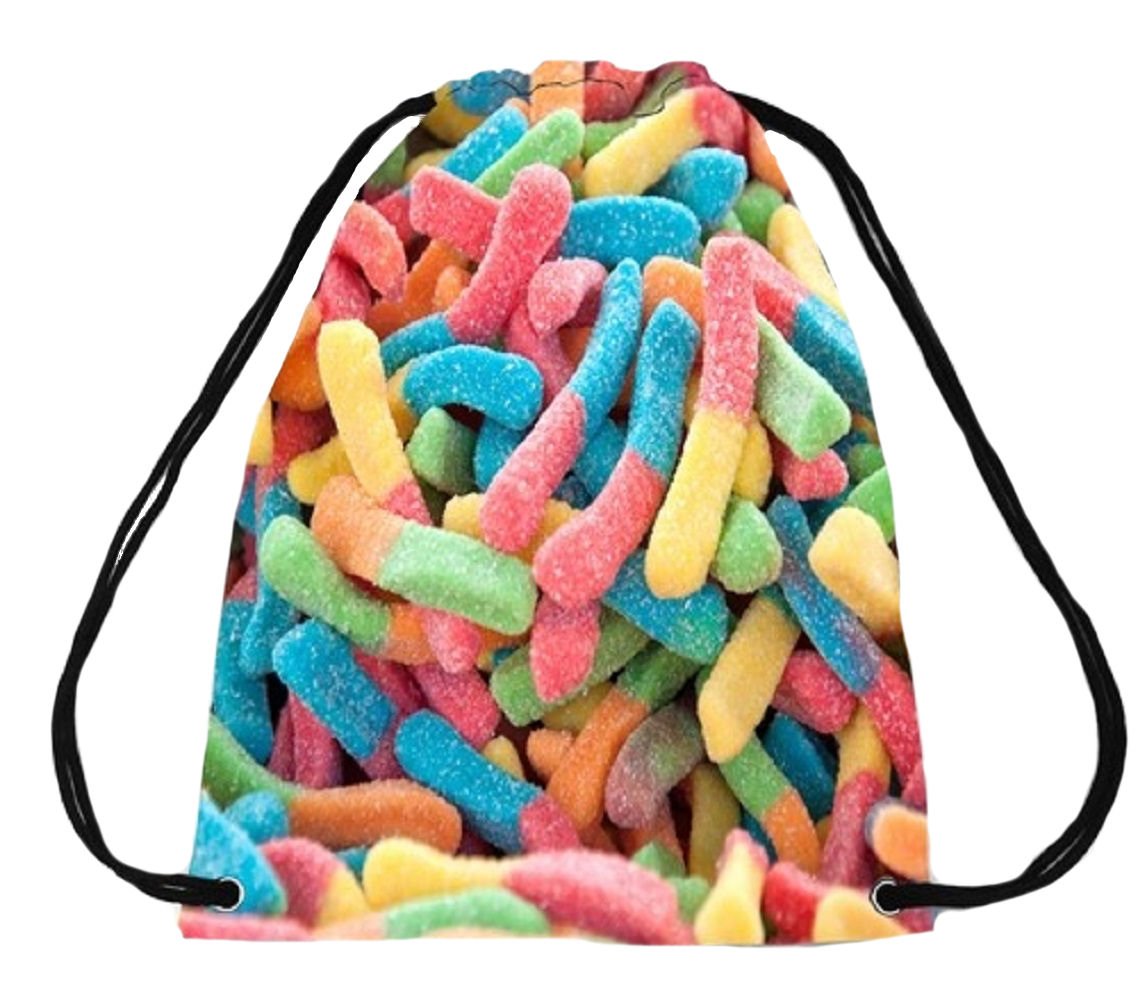 Sweetz-A-Riffic Candy Themed Sling Bag - Gummy Worms Print Crossbody Purse for Women & Teens | Perfect for School, Travel & Candy Lover Gifts
