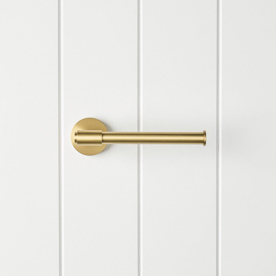Brushed Brass Toilet Paper Holder - Modern Bathroom Tissue Roll Stand for Melbourne Homes | Perfect for Powder Rooms, Guest Bathrooms & Master Suites
