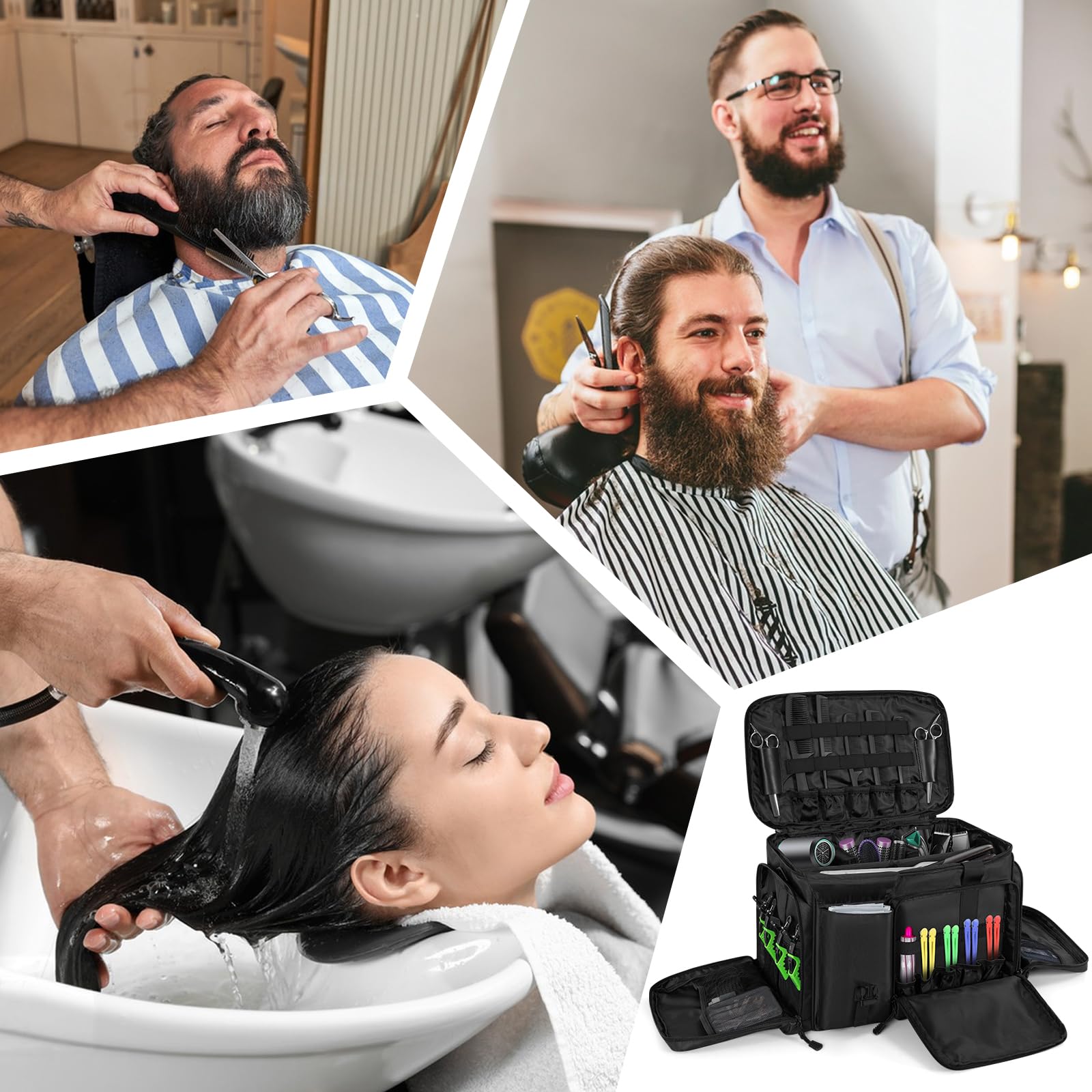 Professional Barber Hairdressing Bag with Adjustable Dividers - Travel Storage Organizer for Scissors, Clippers, Trimmers & Haircut Tools - Perfect for Salon Professionals & Mobile Barbers On-The-Go