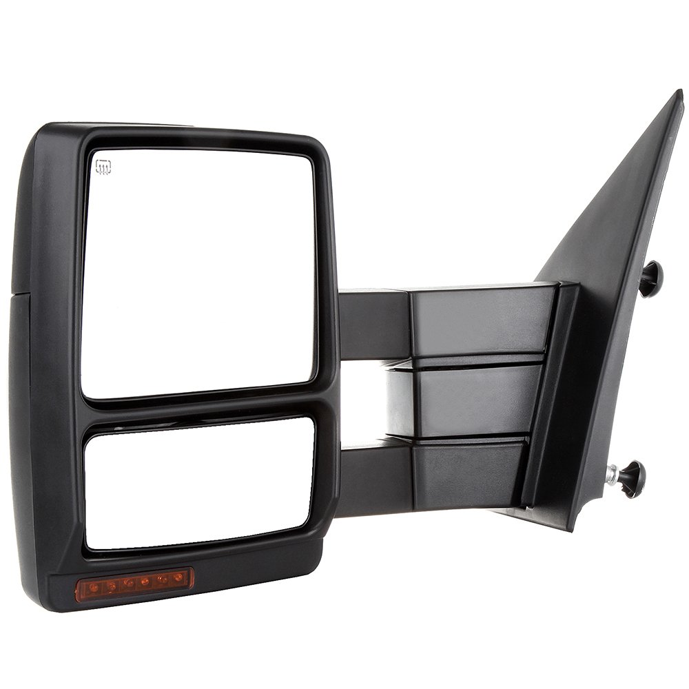 CCiyu Power-Adjusted Heated Towing Mirror with Turn Signal Light - Left Side (LH) Black - Compatible with 2007-2014 Ford F-150 Pickup Truck - Perfect for Towing, Camping & Off-Road Adventures