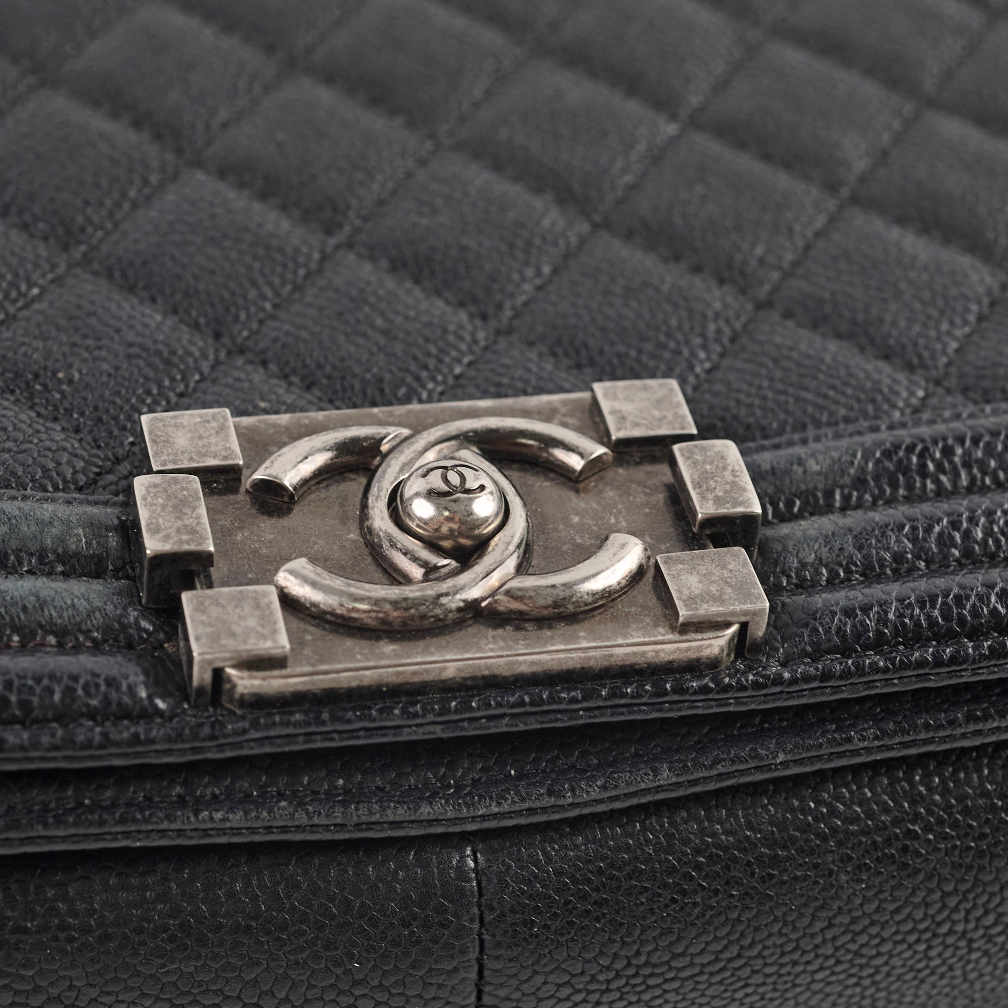 Chanel Caviar Leather Old Medium Boy Bag Black - Luxury Designer Handbag for Women | Perfect for Evening Events, Parties, and Special Occasions
