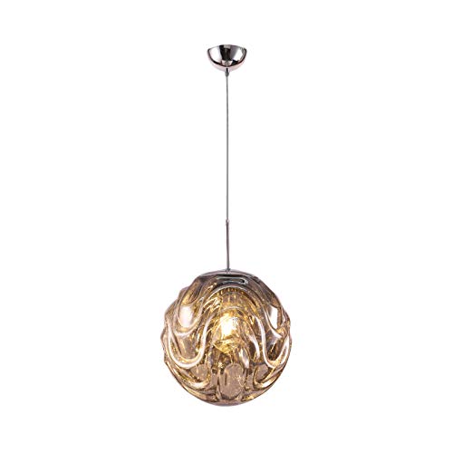 CraftThink Modern LED Ripple Globe Pendant Light - Acrylic Hanging Ceiling Light Fixture for Kitchen, Living Room, Bedroom & Restaurant Decor - Black Glass Shade | Perfect for Dining Areas, Entryways and Commercial Spaces