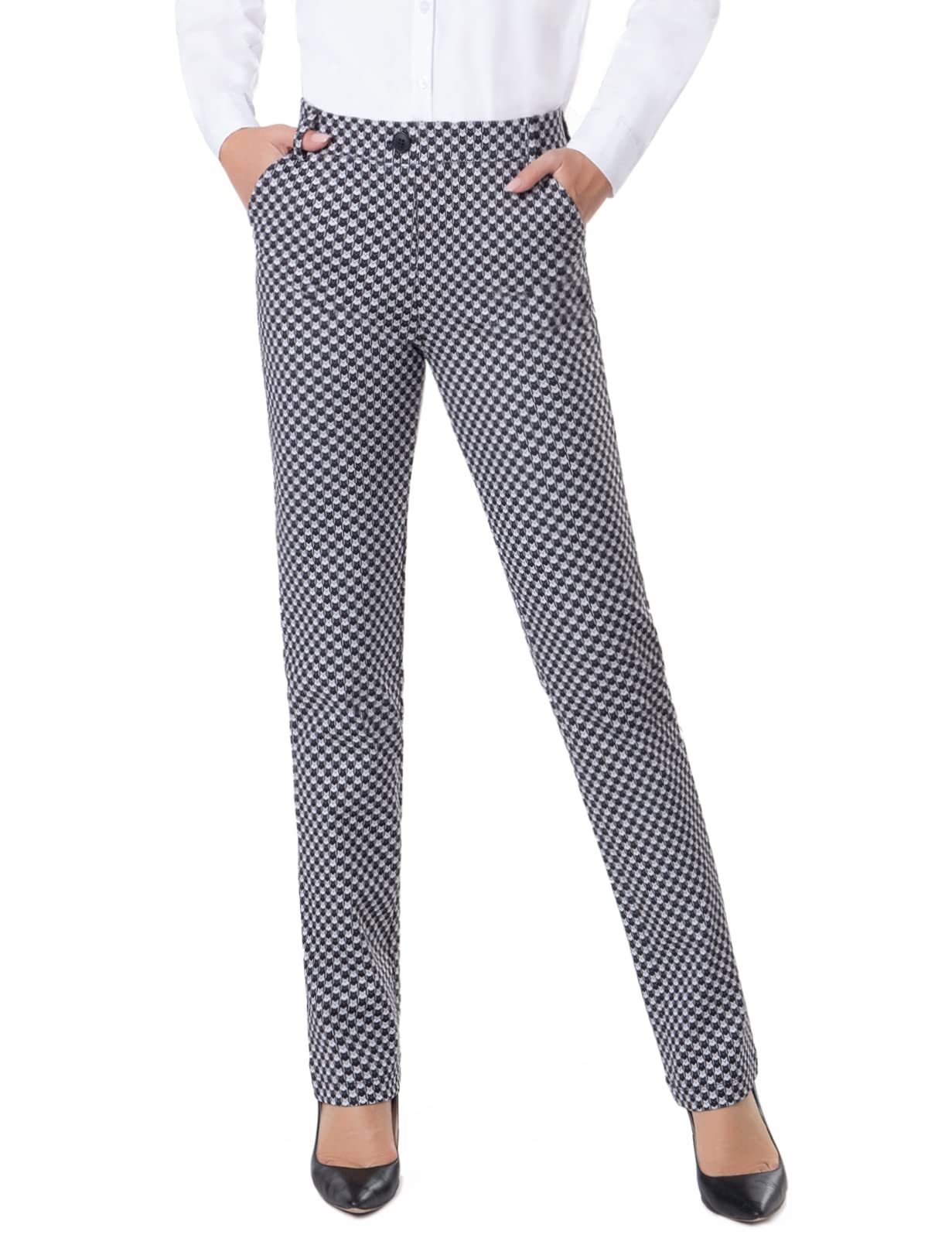Tapata Women's Stretchy Straight Dress Pants with Pockets - 28''/30''/32''/34'' Inseam for Tall, Petite & Regular Sizes - Professional Office Work Business Attire - Perfect for Corporate Meetings, Interviews & Formal Occasions